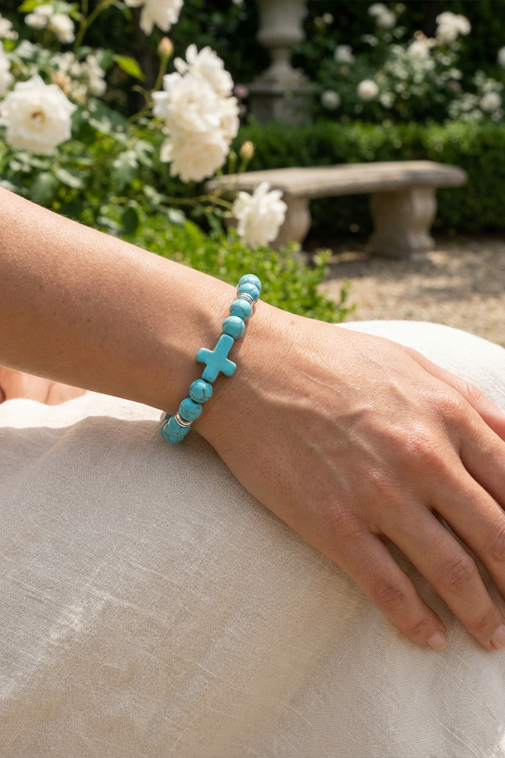 Bracelet Religieux Croix Et Perles à Motifs