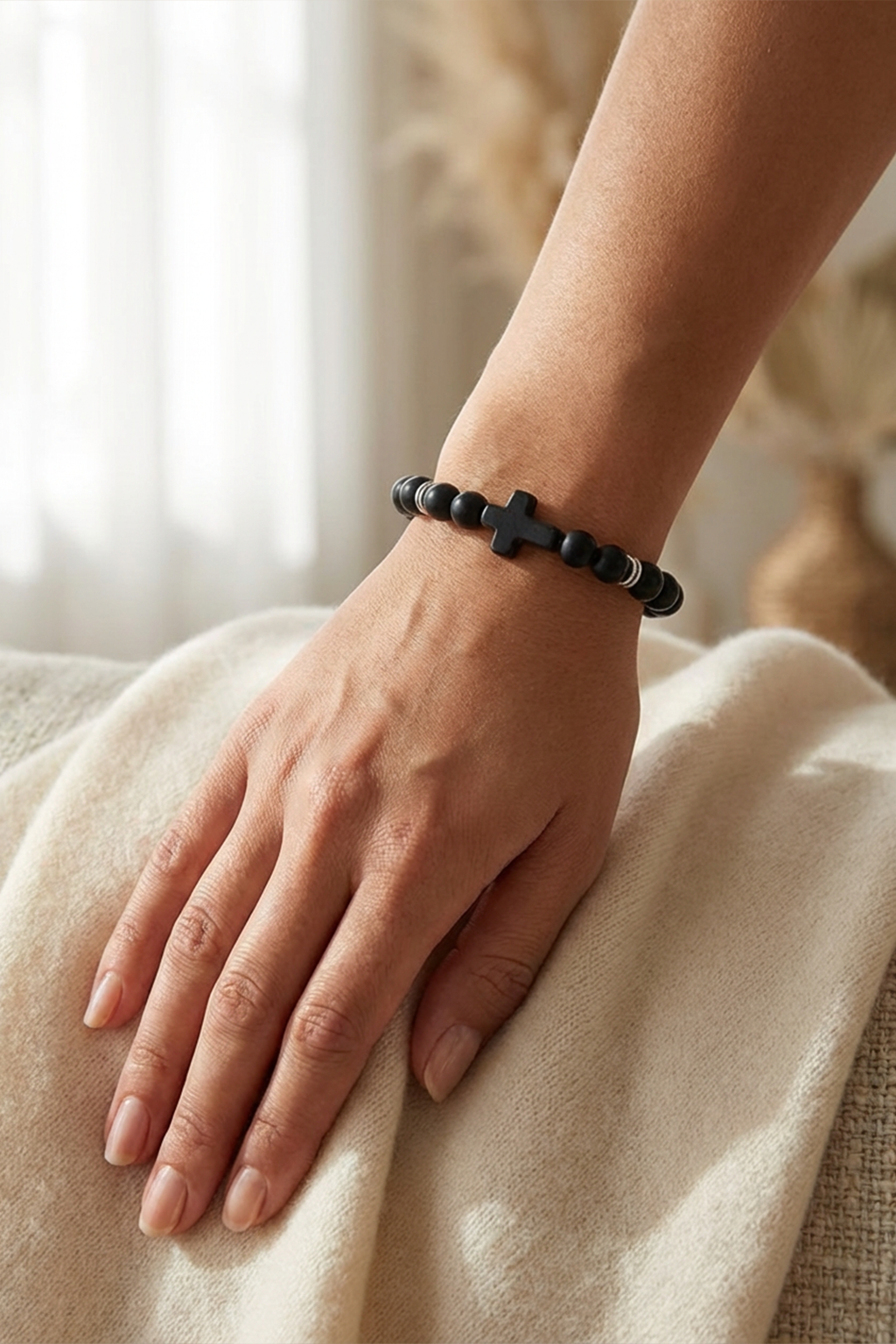 Bracelet Religieux Croix Et Perles à Motifs