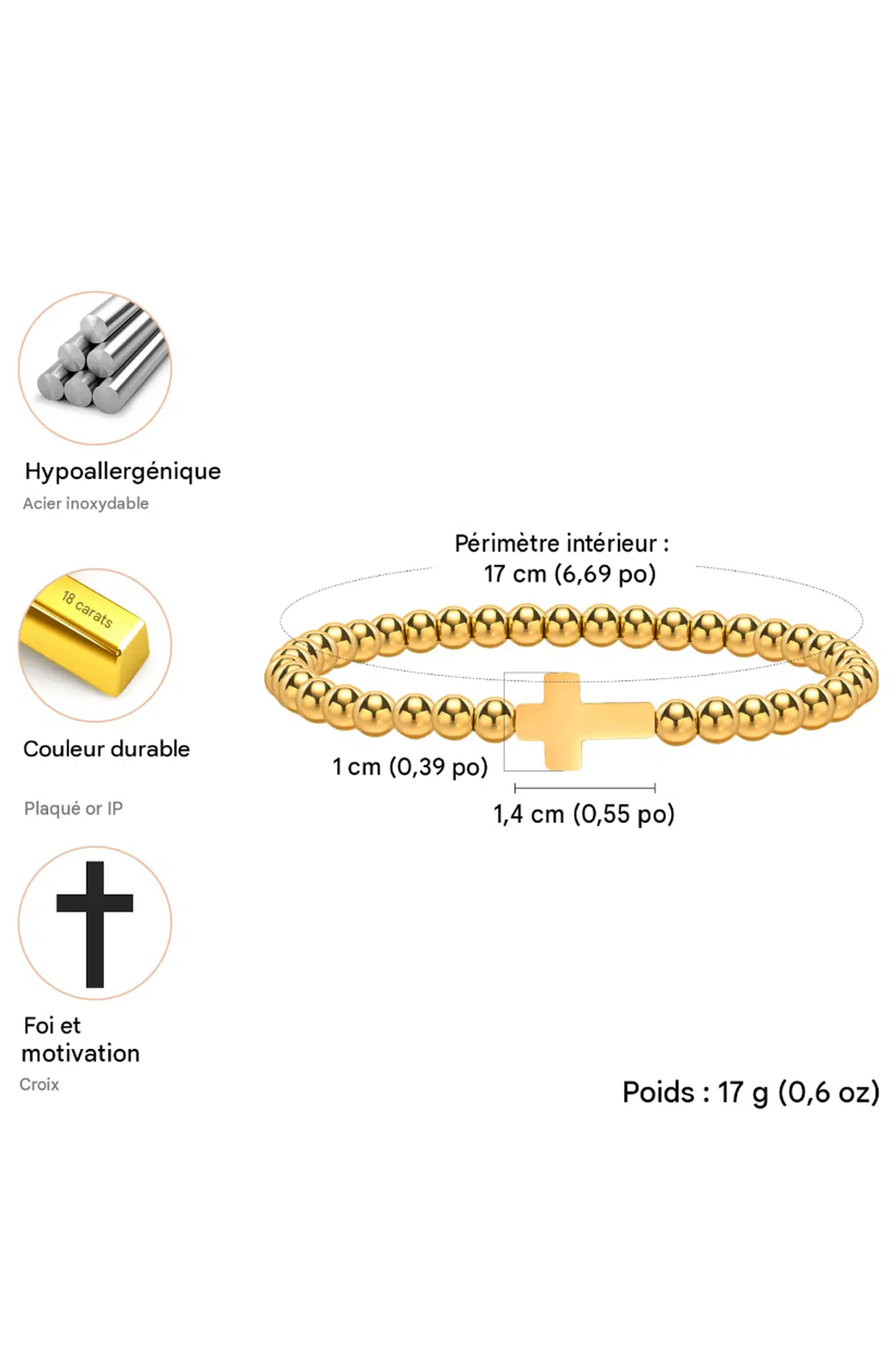 Bracelet Croix Perle II - Boutique Chretienne