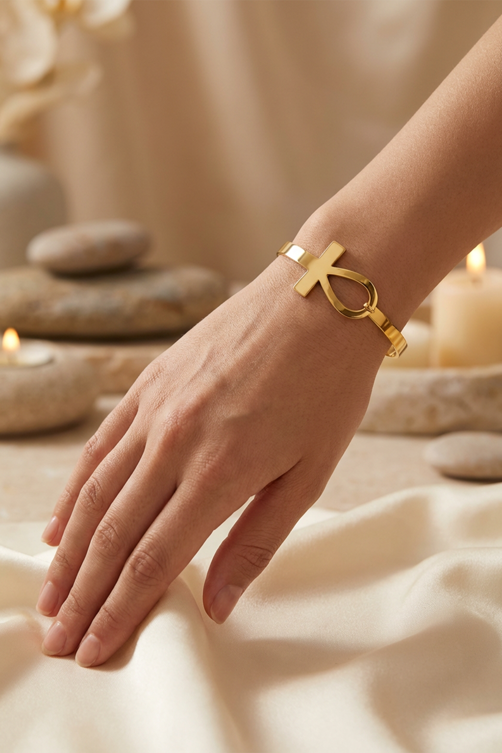 Bracelet Jonc Croix Egyptienne Or