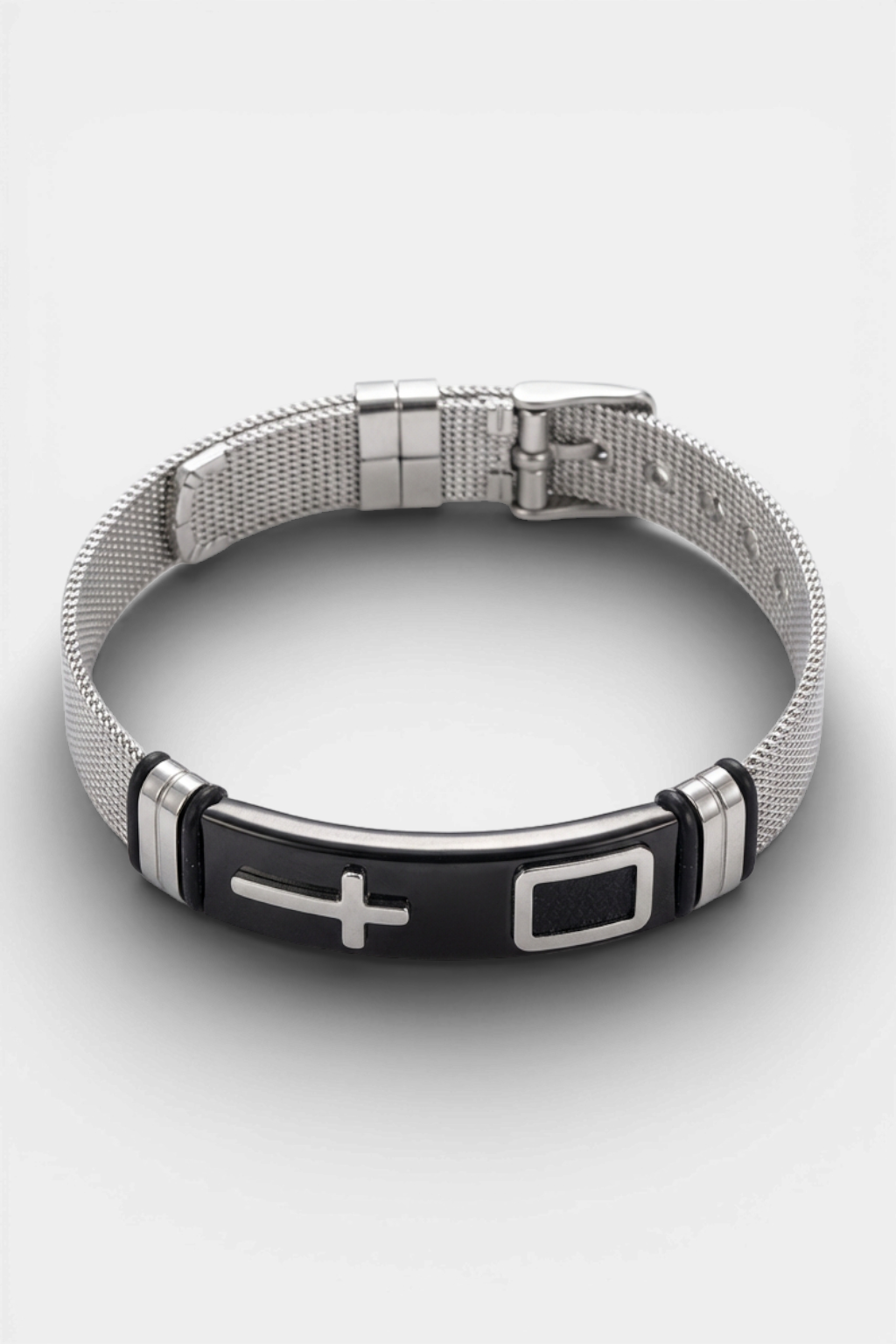 Bracelet Manchette Gourmette Noir Argent