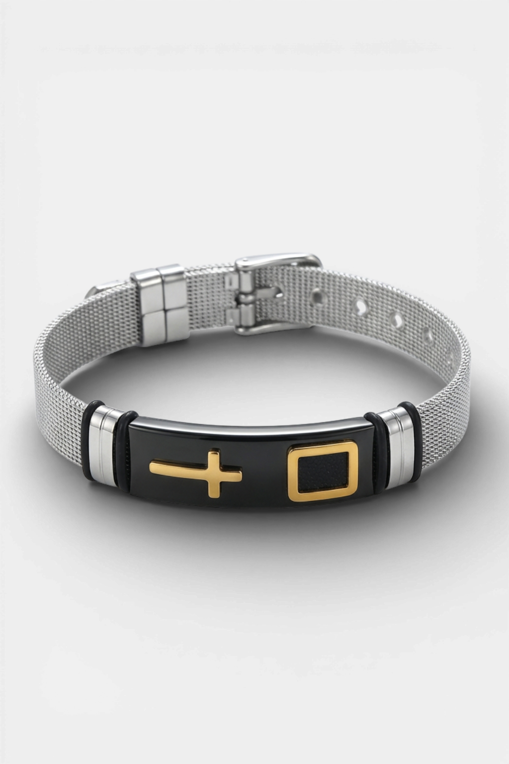 Bracelet Manchette Gourmette Noir Or