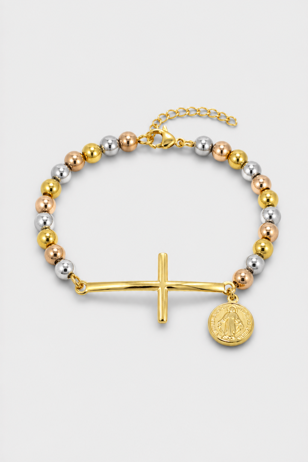 Bracelet Croix Medaille Miraculeuse Tricolore