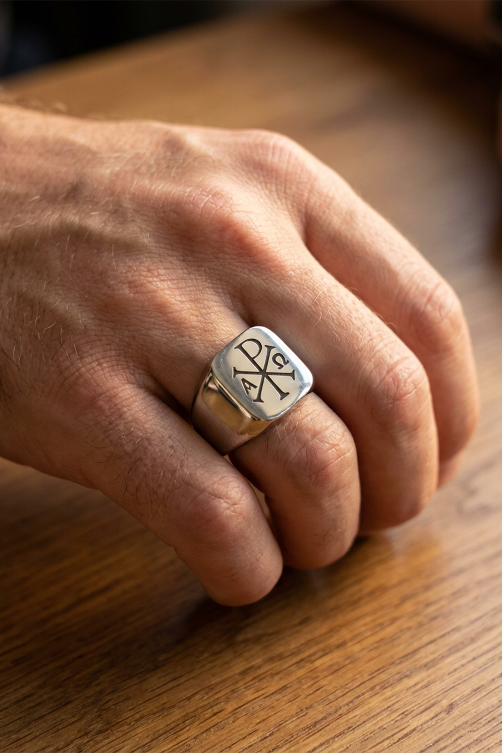 Chevalière Homme Chi Rho Argent