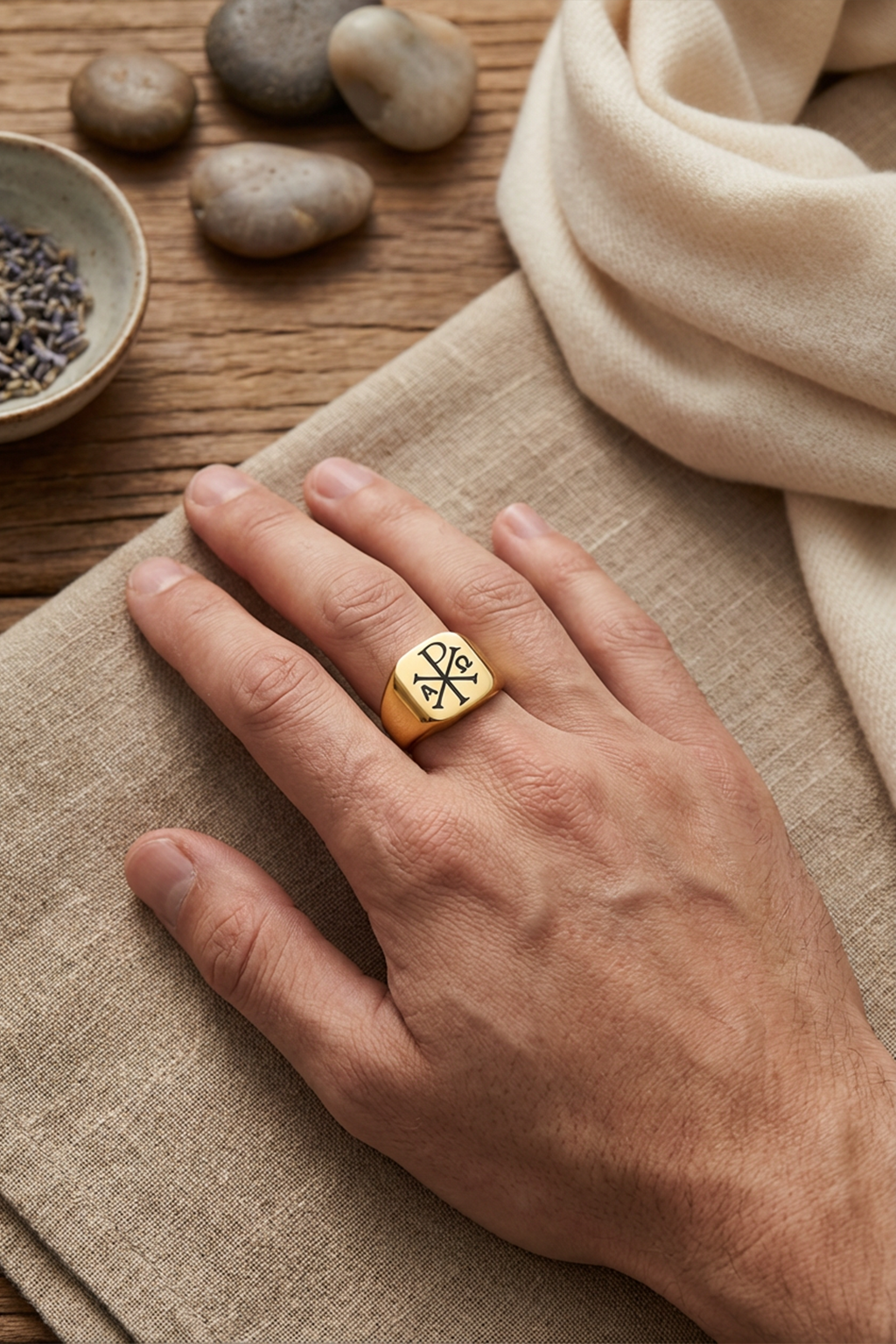 Chevalière Homme Chi Rho Or