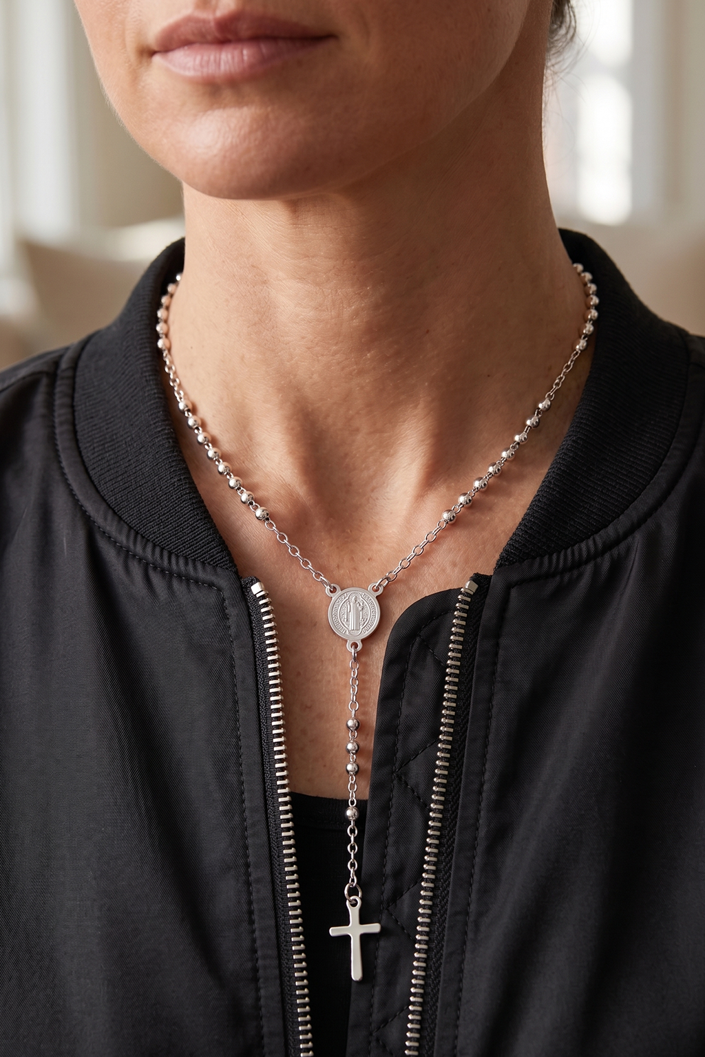 Collier Chapelet - Couleur ARGENT - Boutique Chretienne