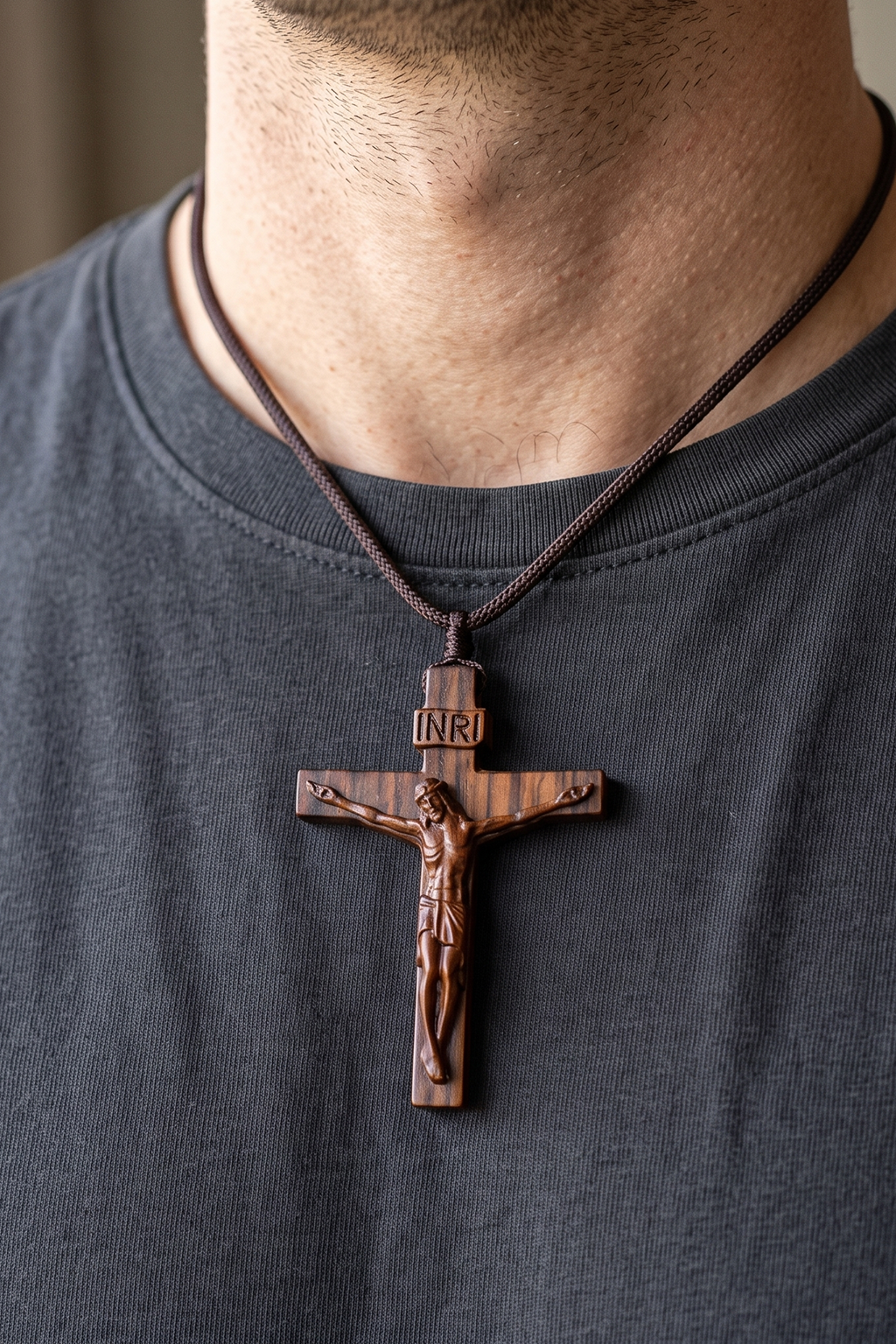 Collier Croix Bois - Boutique chretienne