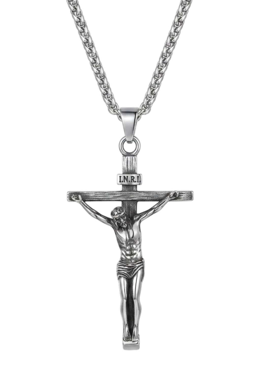 Collier Croix De JÉSUS - Couleur Argent - boutique Chretienne