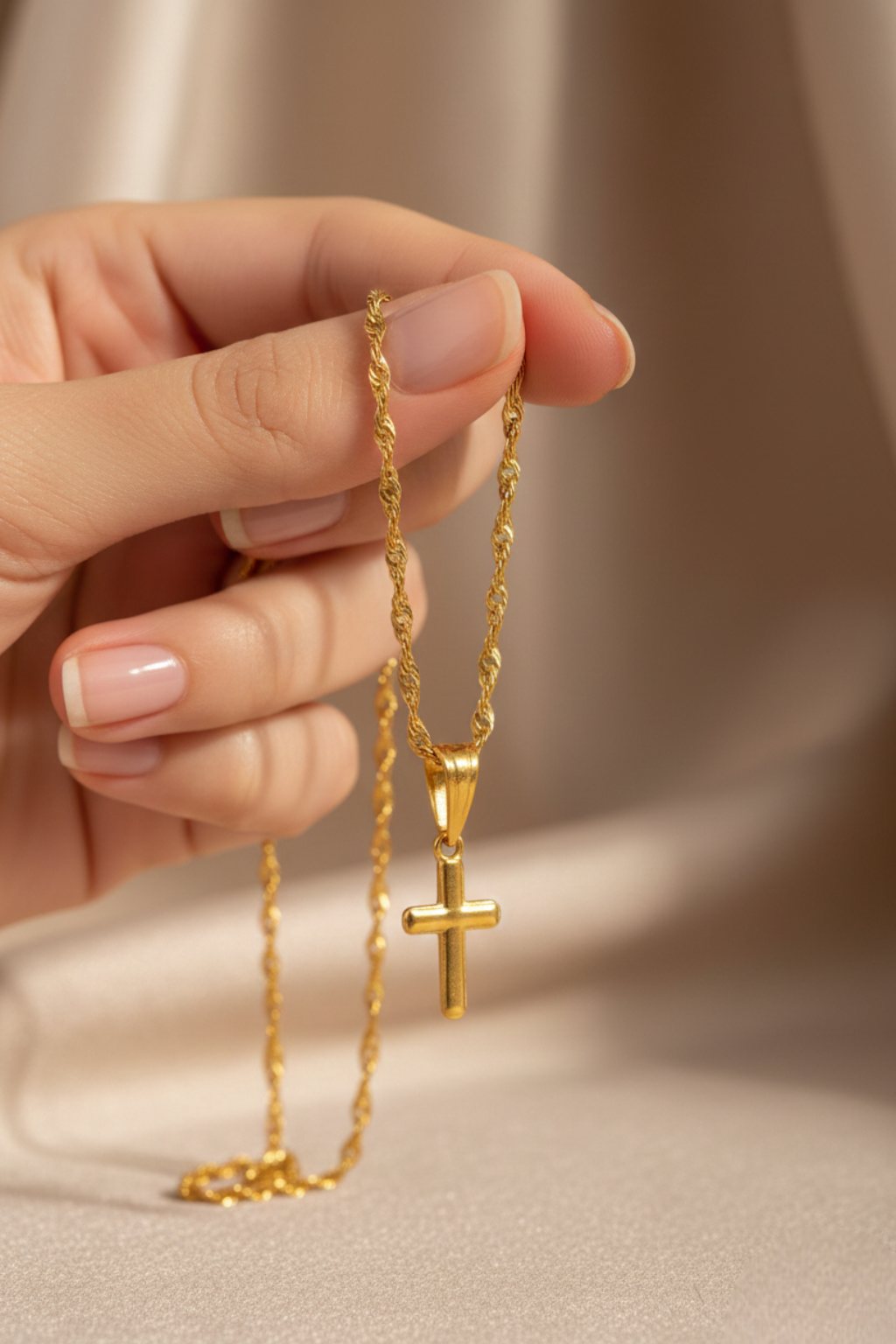 Collar Cruz Mujer Pequeña Cruz Dorada