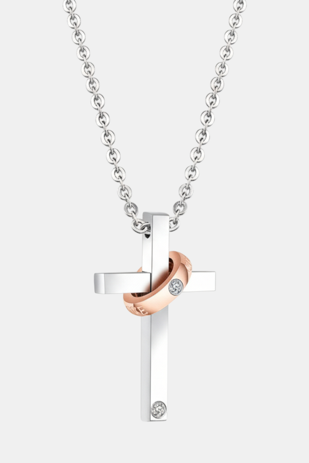 Colar Cruz Mulher<br> Anel Ouro Rosa