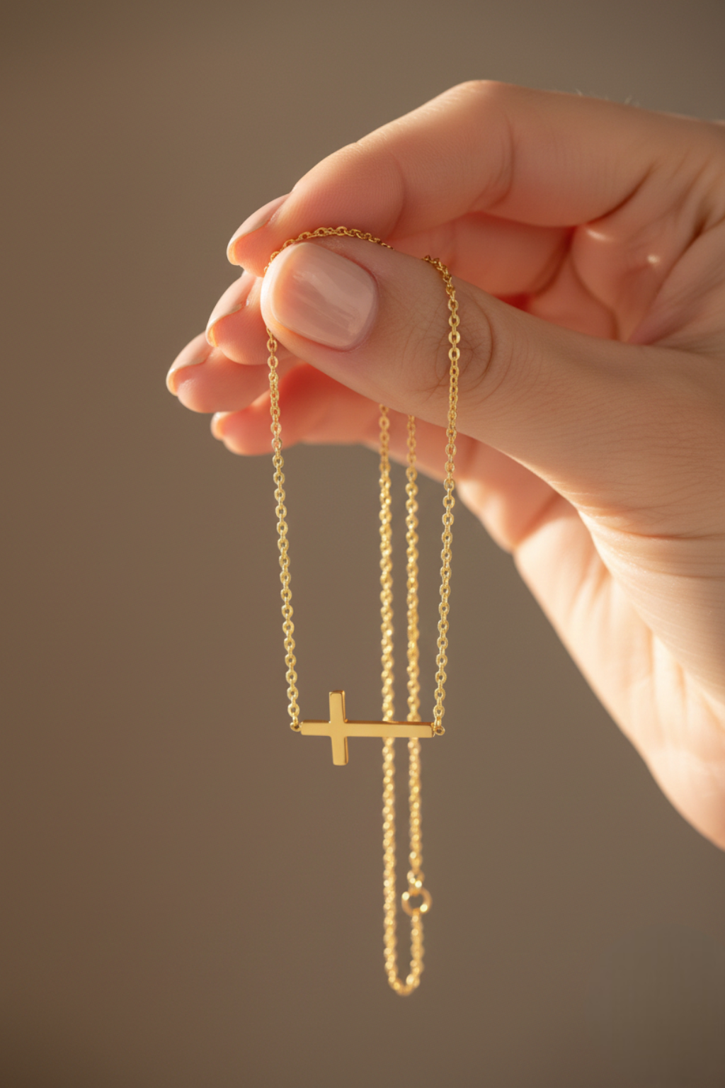 Collana con croce da donna<br> Croce laterale in oro