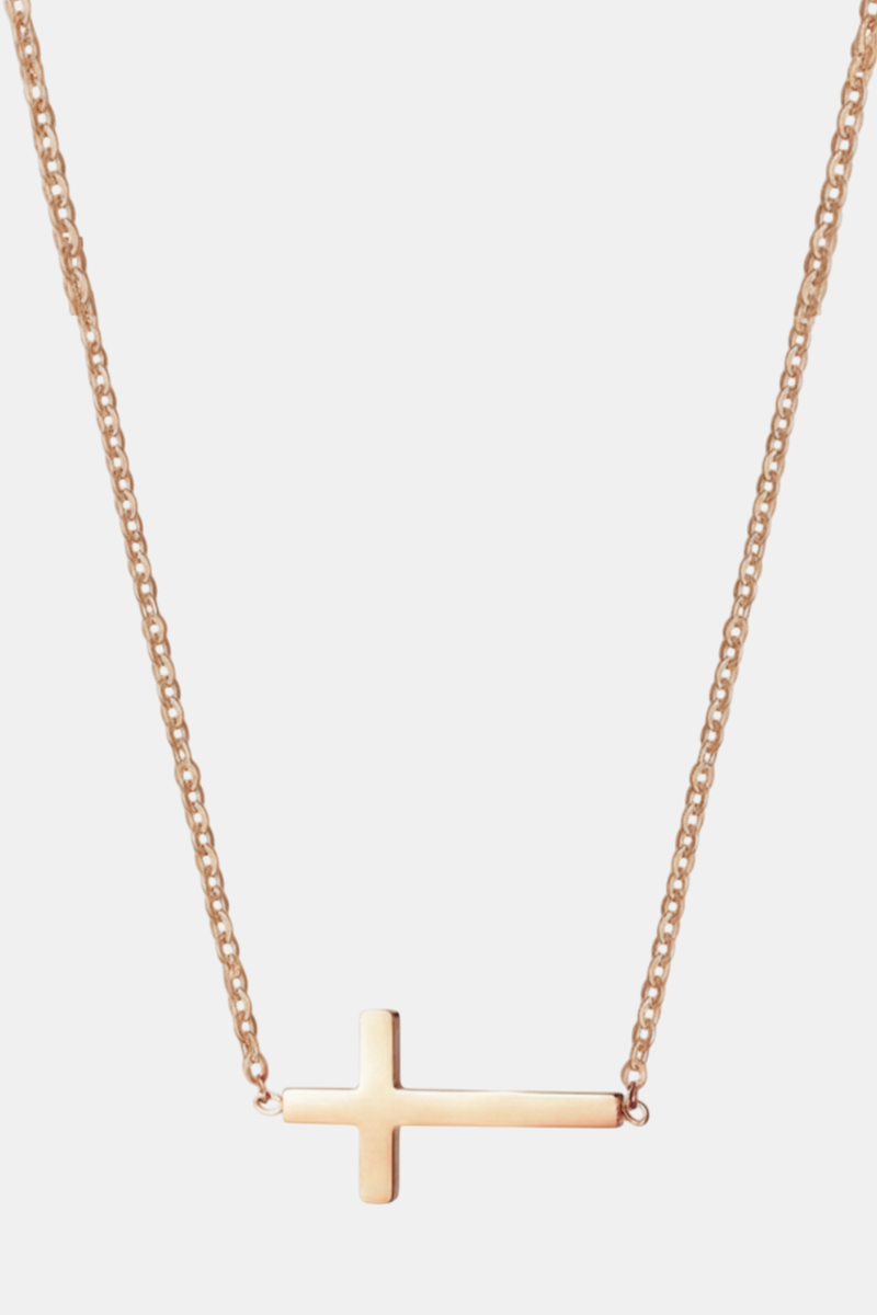 Collier Croix Femme - Latérale Or Rose