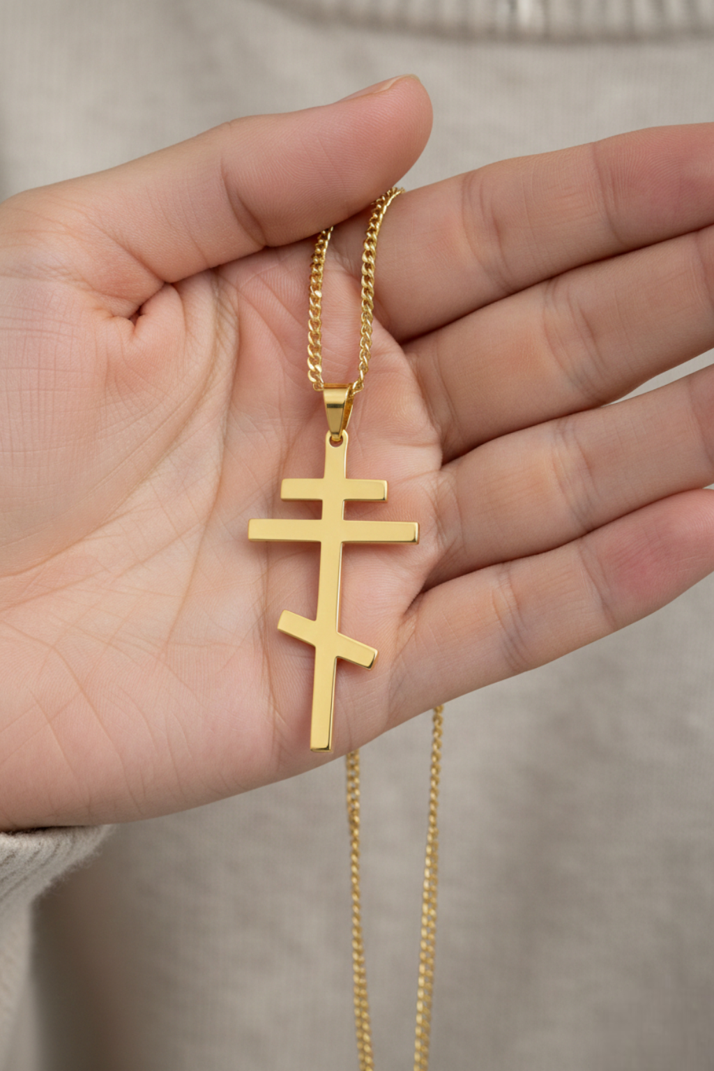 Collana con croce ortodossa<br> Placcato in oro