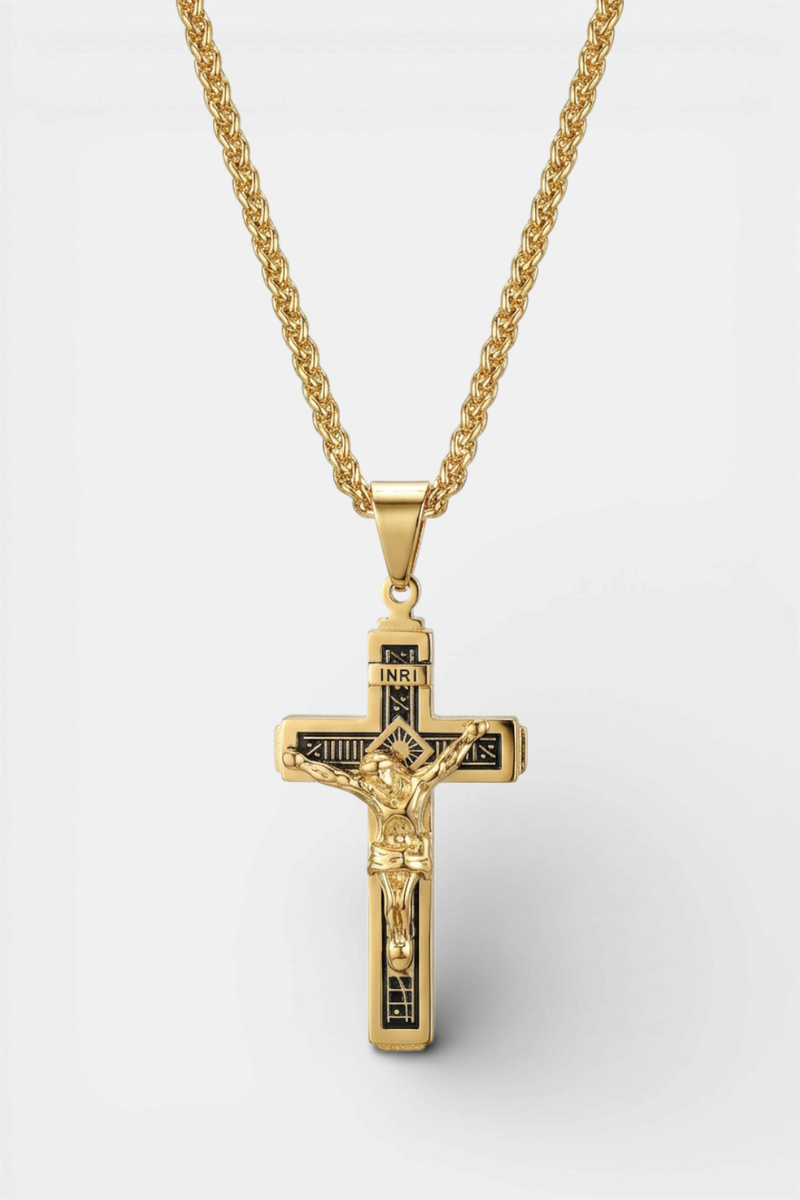 Collier Crucifix - INRI Doré
