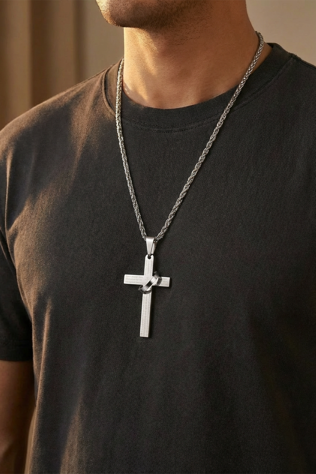 Collier Pendentif Croix Argent Bijoux De Prière Du Seigneur