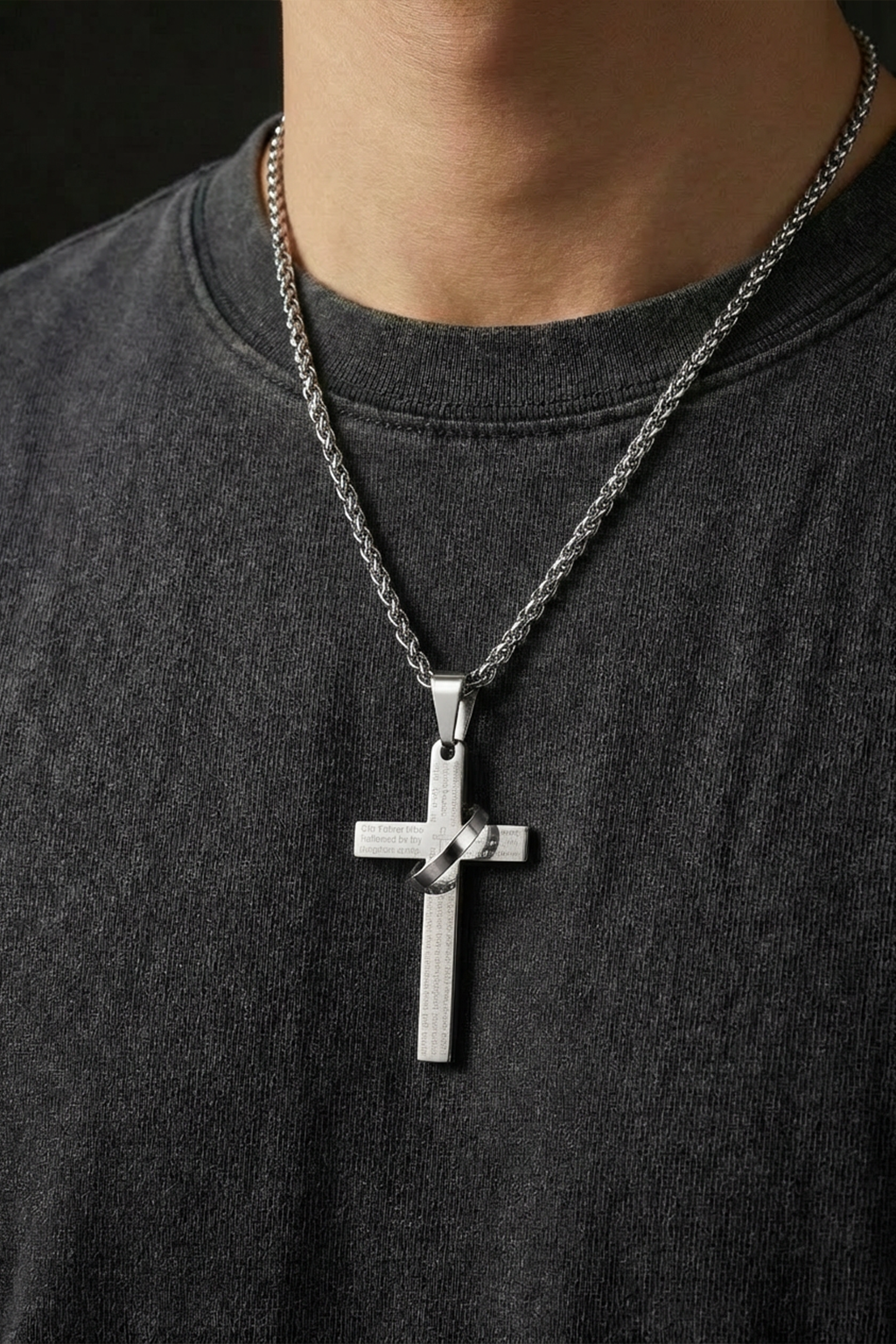 Collier Pendentif Croix Argent Bijoux De Prière Du Seigneur