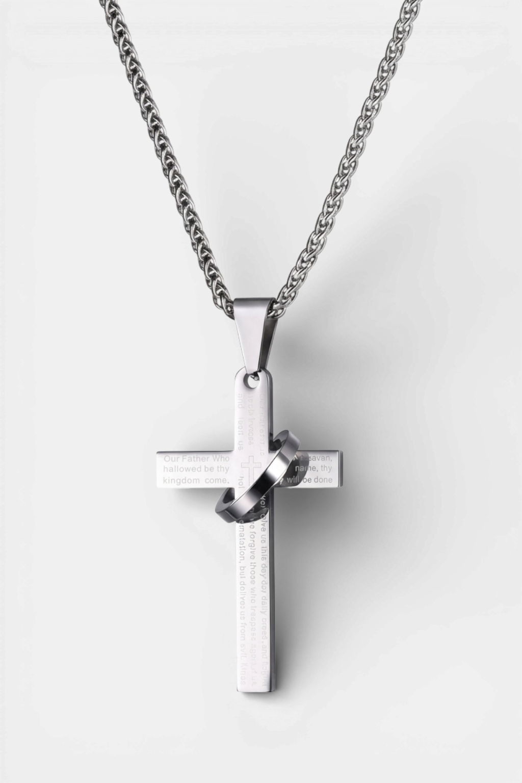 Collier Pendentif Croix Argent Bijoux De Prière Du Seigneur