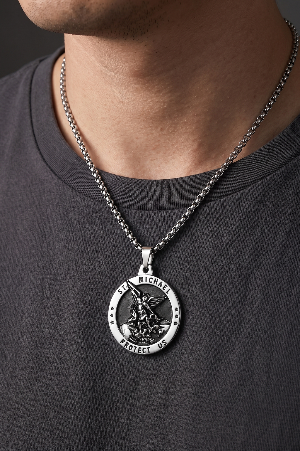 Collier ST MICHEL ARCHANGE - Couleur Argent - Boutique Chretienne