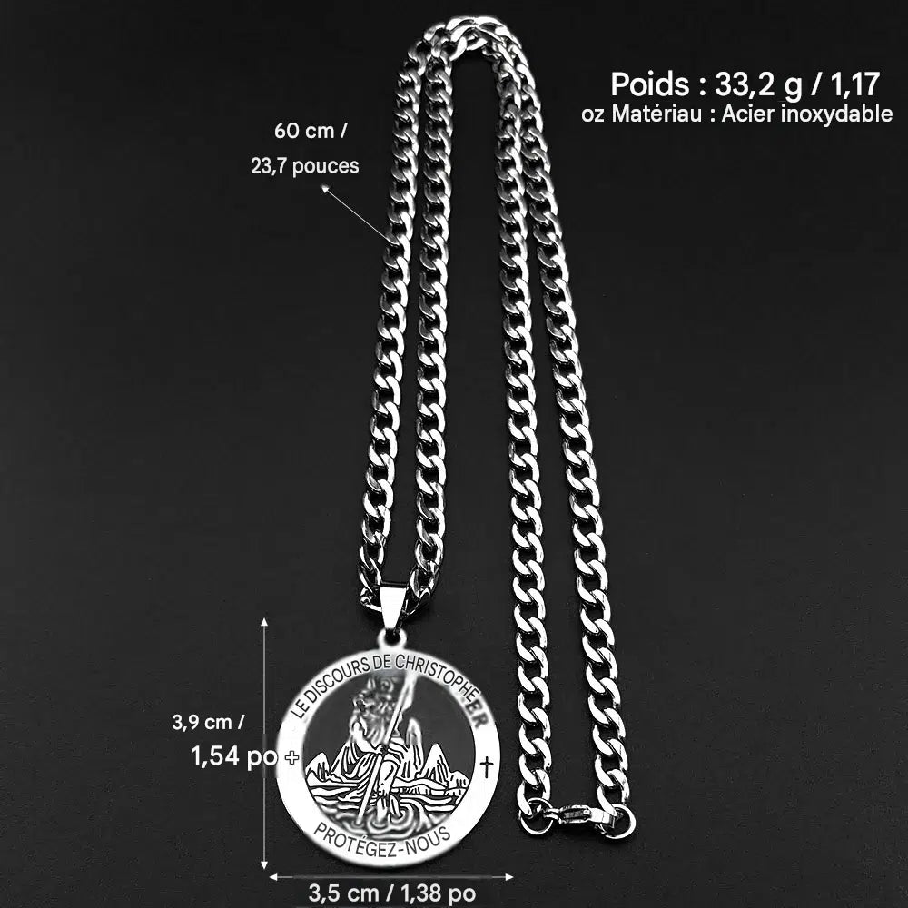Collier ST CHRISTOPHE Homme - Boutique Chretienne
