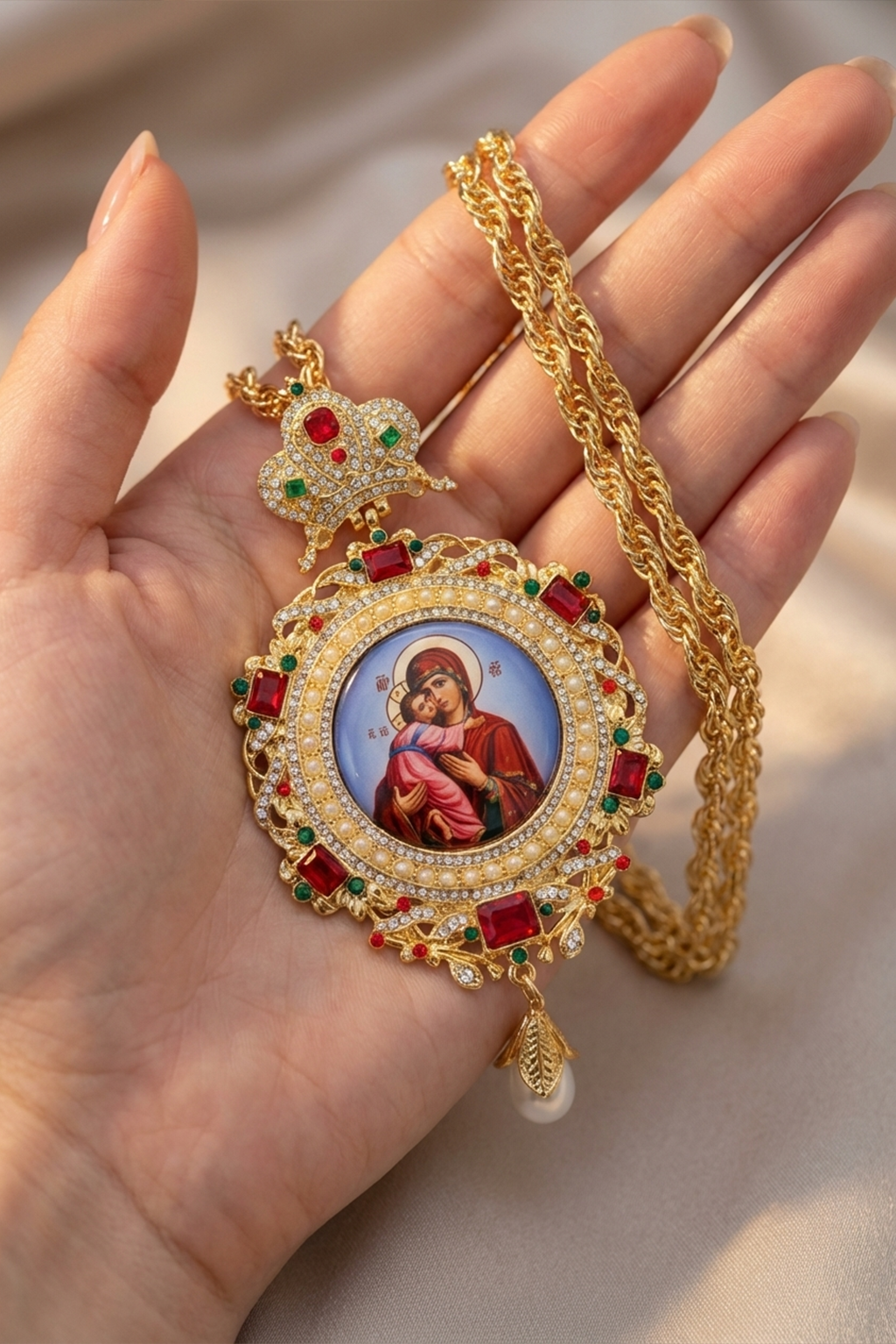 Cruz Ortodoxa<br> Virgen María y el Niño