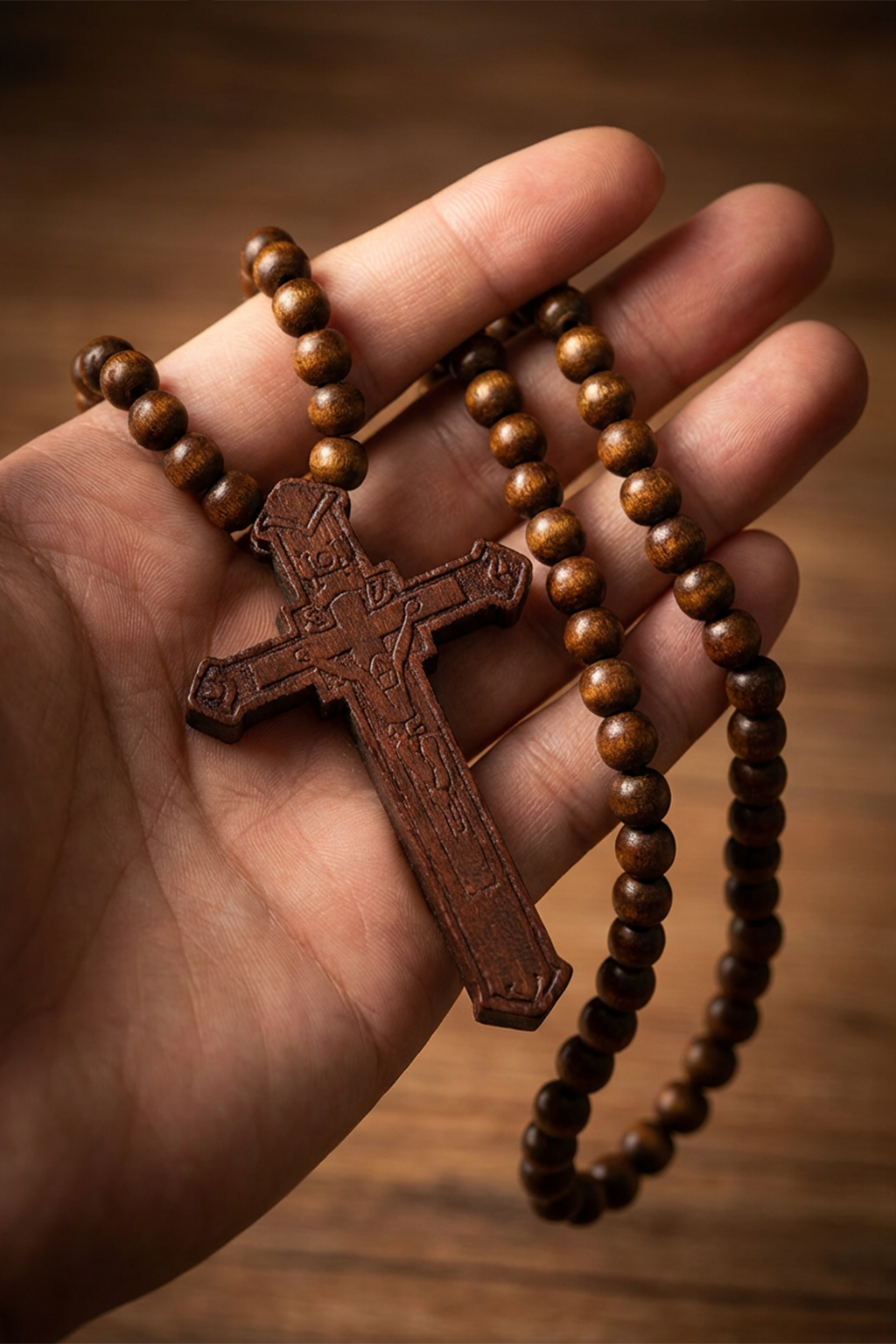 Grand Chapelet En Bois Ancien