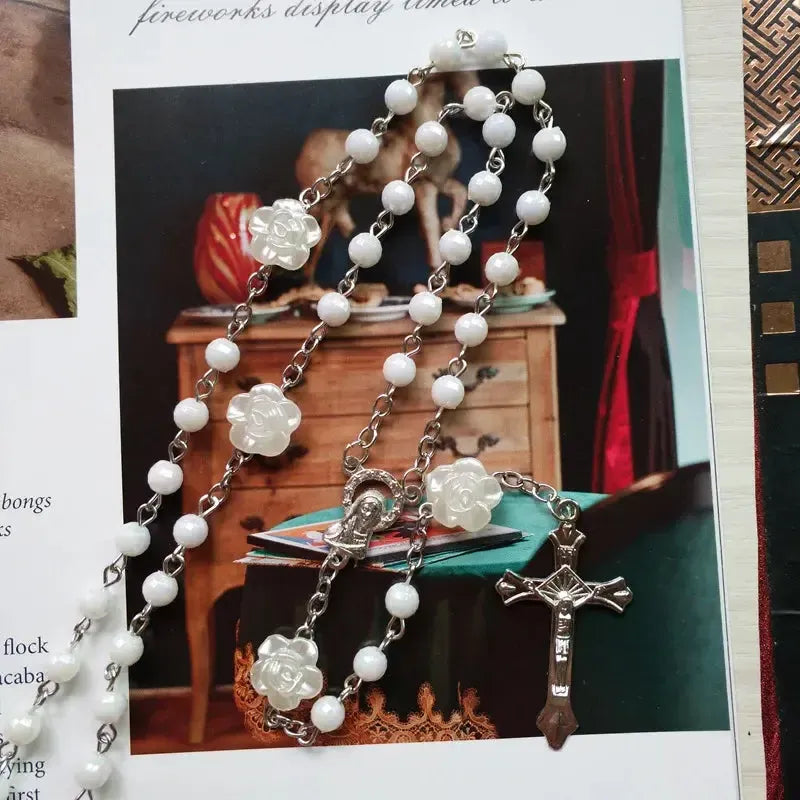 chapelet blanc-Boutique Chrétienne