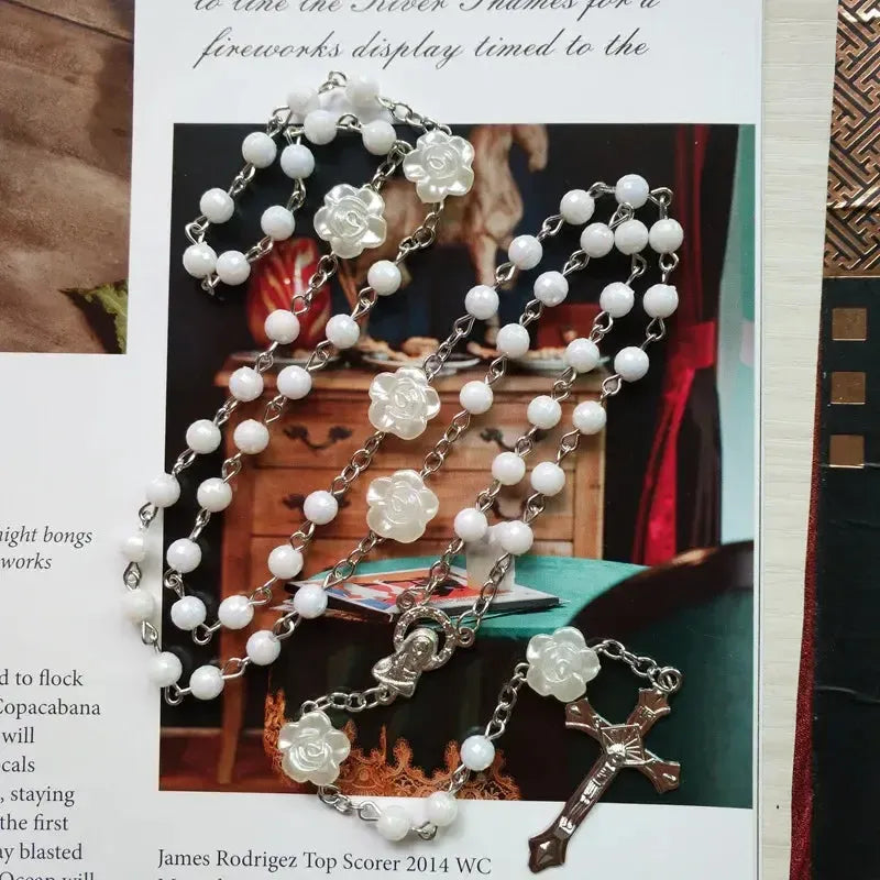 chapelet blanc-Boutique Chrétienne