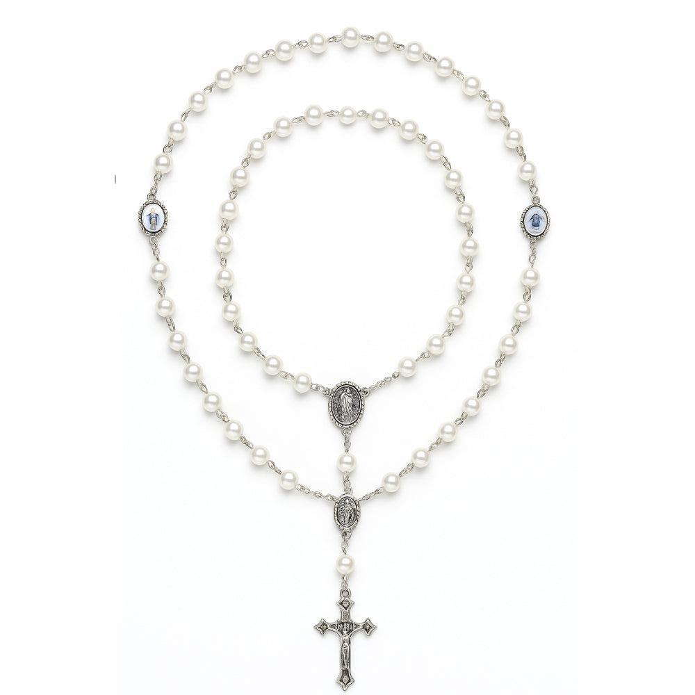 chapelet nacre blanc-Boutique Chrétienne