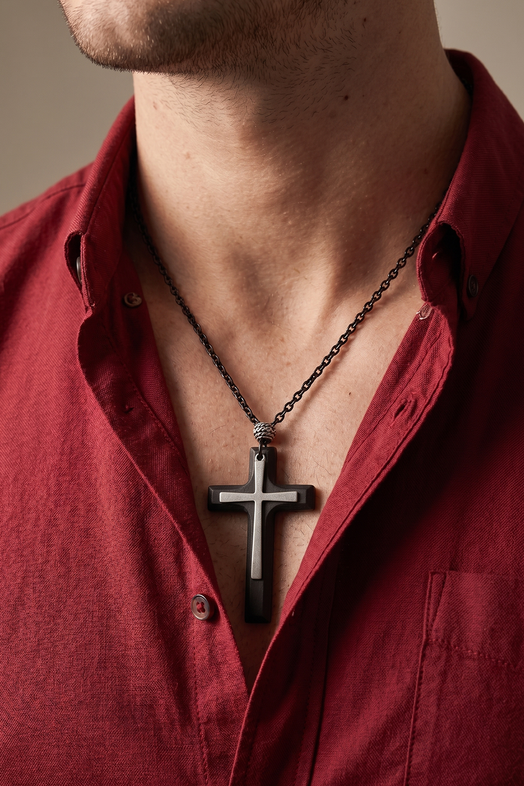 Pendentif Croix BOIS Homme - Boutique Chretienne
