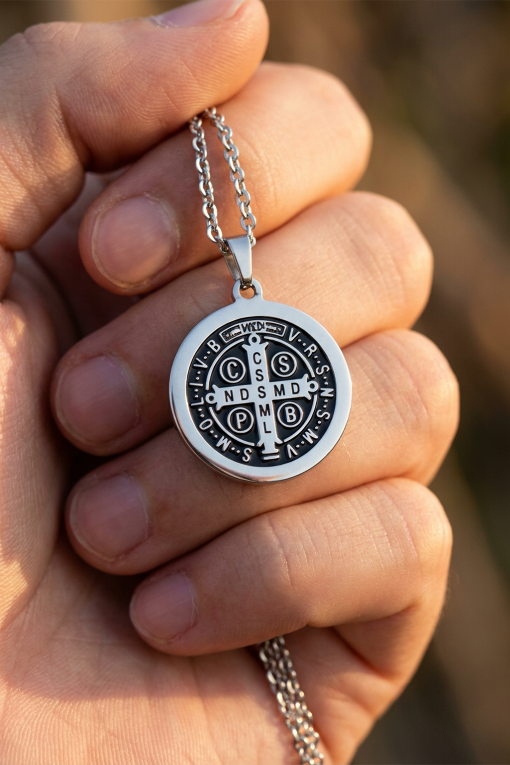 Pendentif Religieux  Médaille De Saint-Benoît Acier Protection