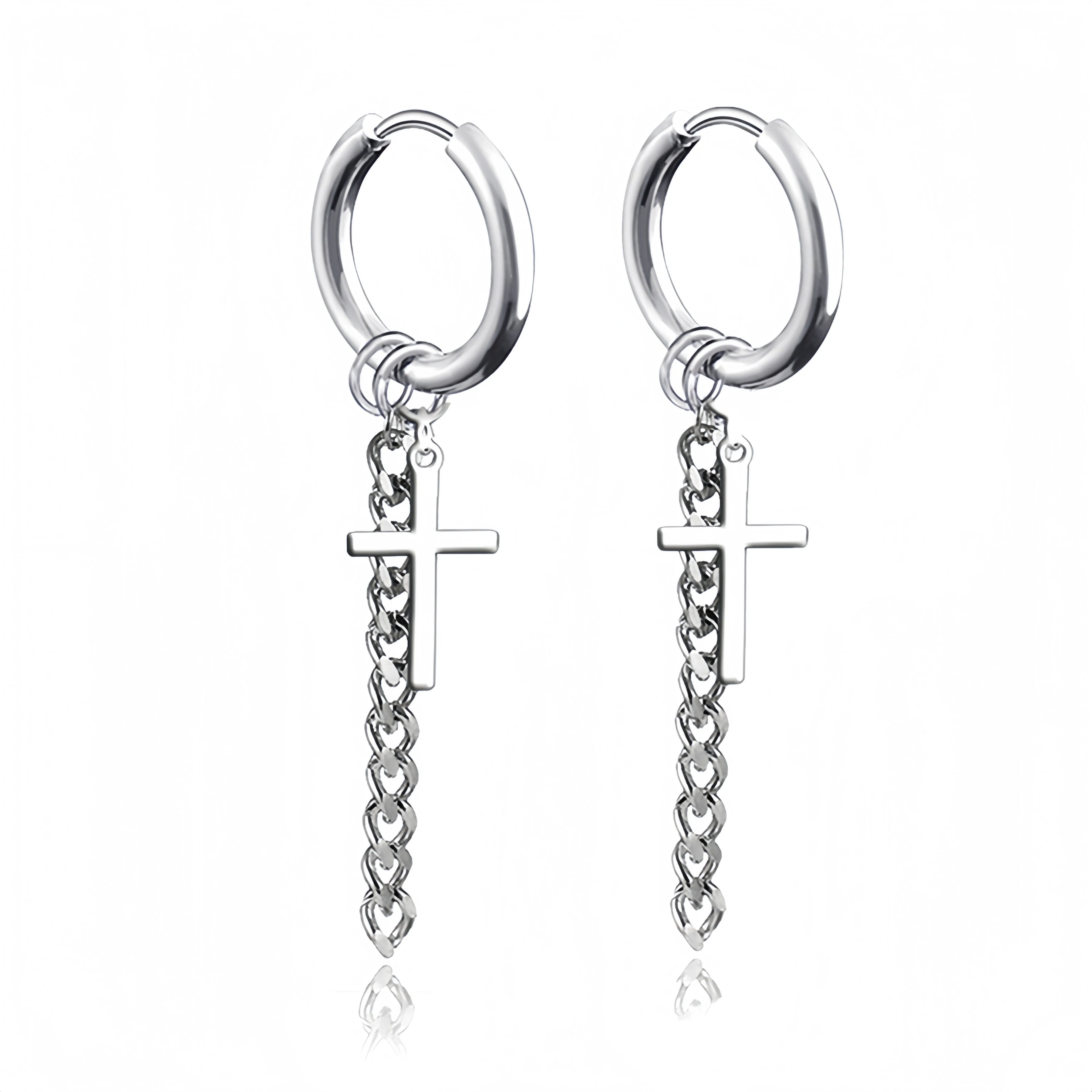 Boucle D'oreille Croix Argent