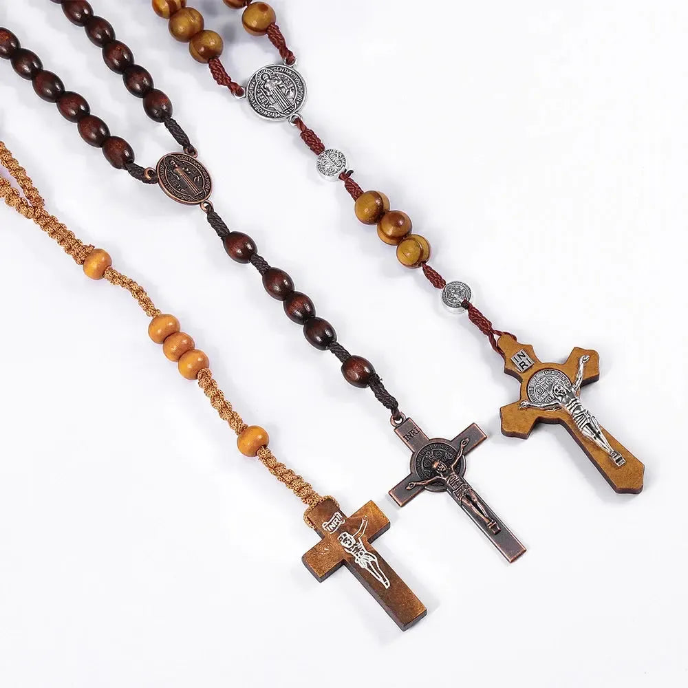 Chapelet bois et corde-Boutique Chrétienne