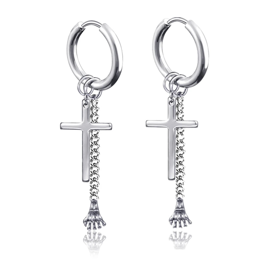 Boucle D'oreille Croix Argent