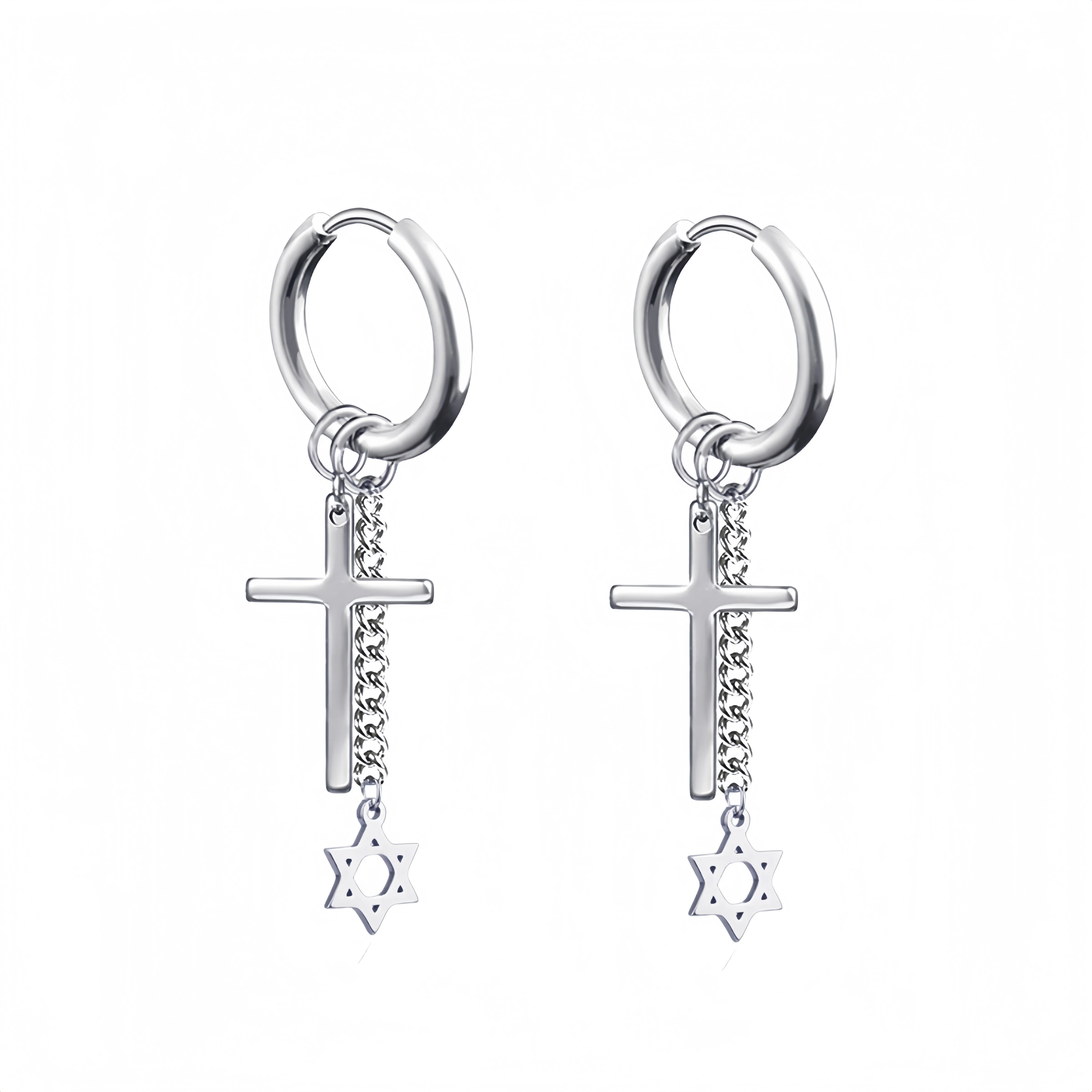 Boucle D'oreille Croix Argent