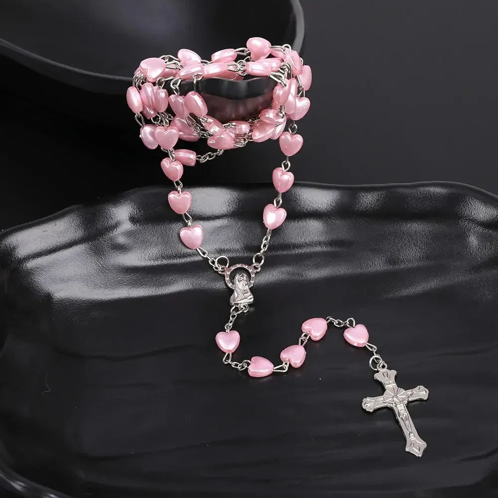 chapelet rose et blanc-Boutique Chrétienne