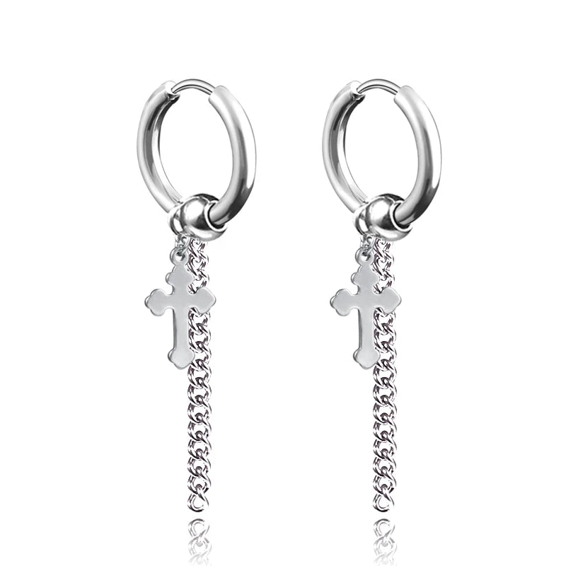 Boucle D'oreille Croix Argent