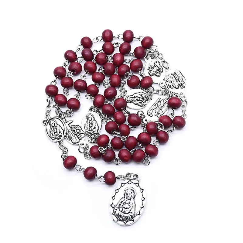 Chapelet en bois vierge marie-Boutique Chrétienne