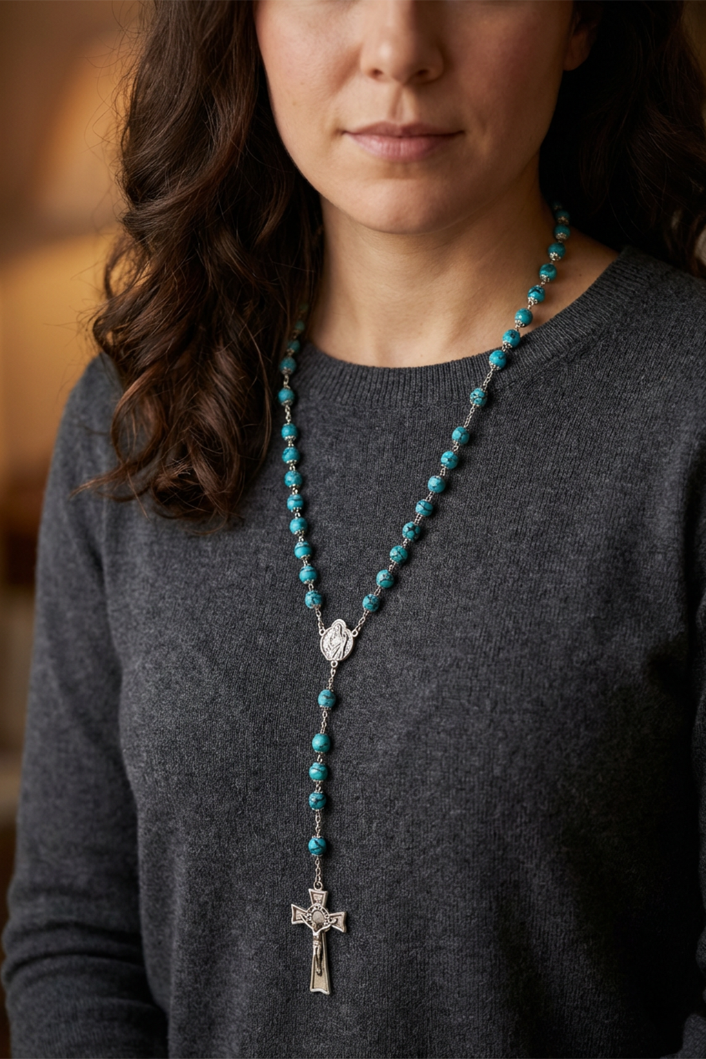 бирюзово-синяя четки