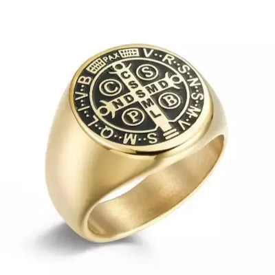 Bague Médaille<br> Saint Benoit Or-Boutique Chrétienne