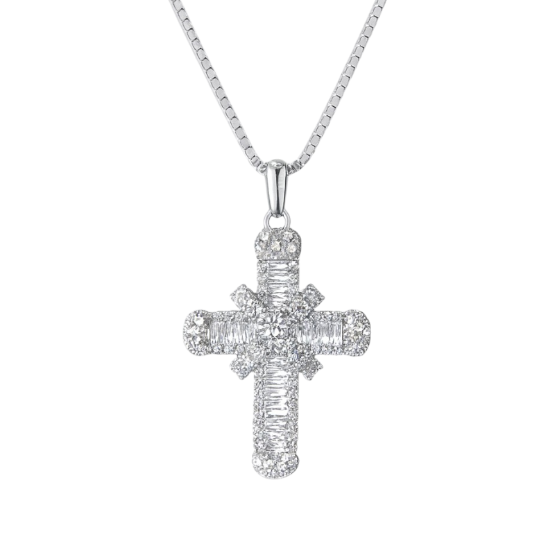 Collier Croix Femme<br> Petite Croix en Diamant-Boutique Chrétienne