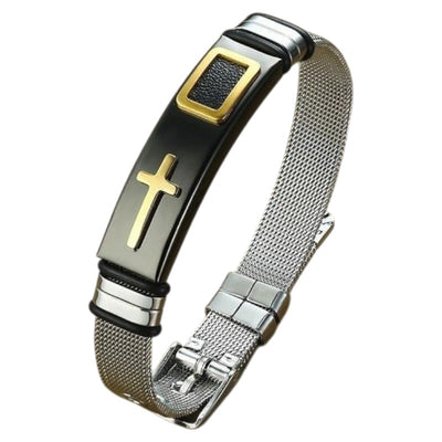 Bracelet Manchette<br> Gourmette Noir Or-Boutique Chrétienne