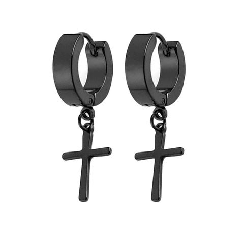Boucles d'oreilles croix fine ARIEL noire