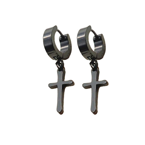 Boucles d'oreilles grande croix LUCIE Noir