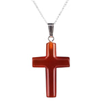 collier pendentif croix quartz rouge