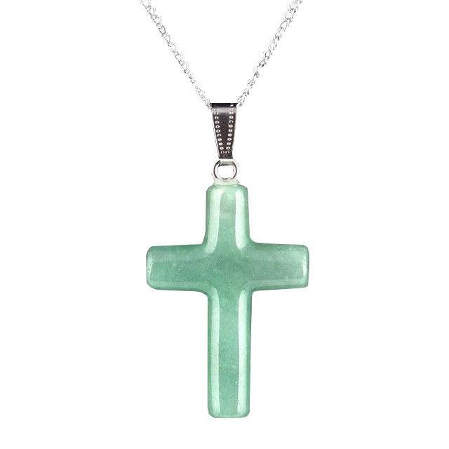 Collier Croix<br>Quartz Rose-Boutique Chrétienne
