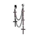 Boucles d'oreilles croix<br>chaines pendantes KEÏLA Noire