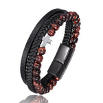 <transcy>Pulsera cristiana</br> Cuentas de cuero y ónix</transcy>