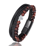 <transcy>Christian Bracelet</br> Leather and Onyx Beads</transcy>