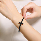 Bracelet Croix Femme<br> Croix Noir Latéral