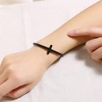 Bracelet Croix Femme<br> Croix Noir Latéral